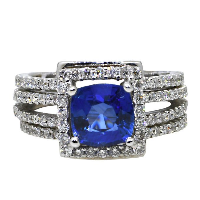 18K Diamond & Sapphire Ring