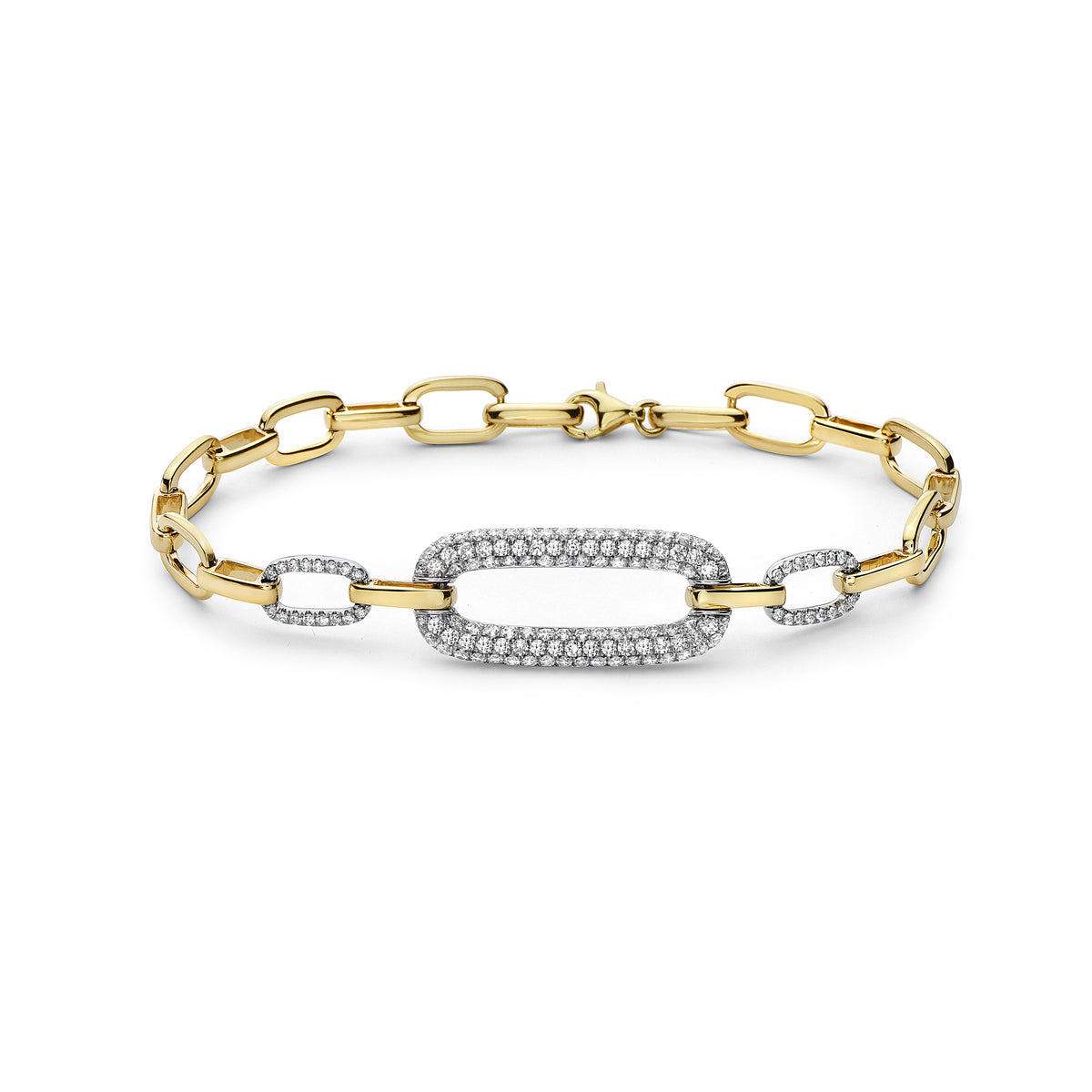 14KYW Chain Link and Diamond Bracelet