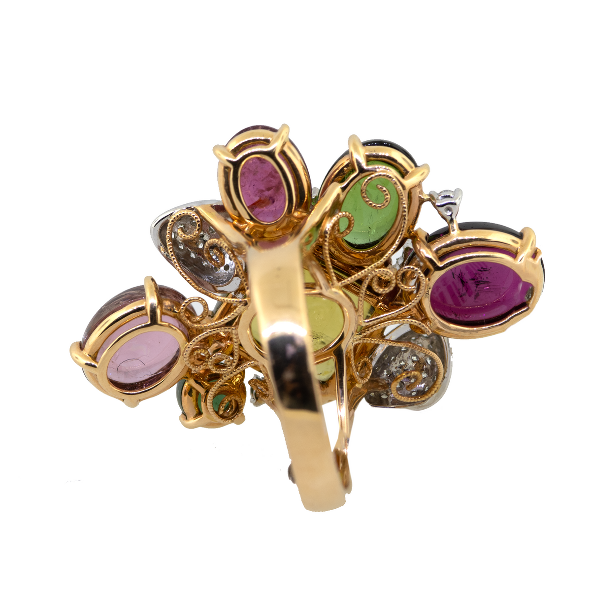 18K Rose Gold Ring Diamond & Tourmaline