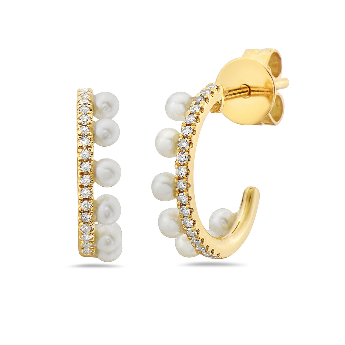 14KY Diamond & Pearl Earrings