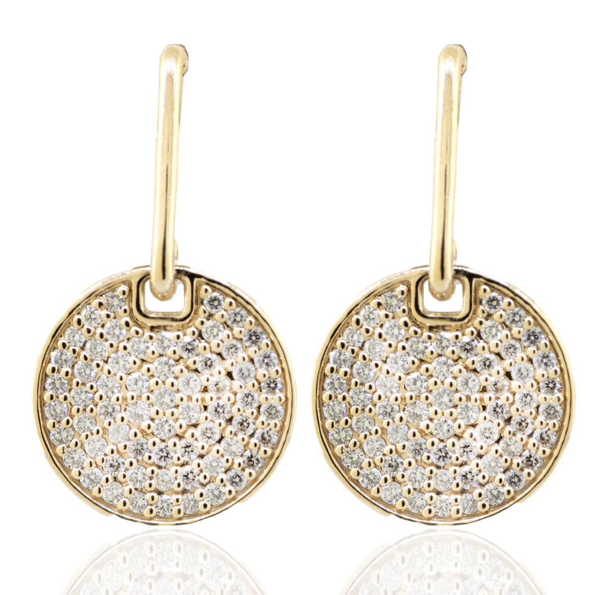14KY 4.90 gm. Diamond Disk Dangle Earrings