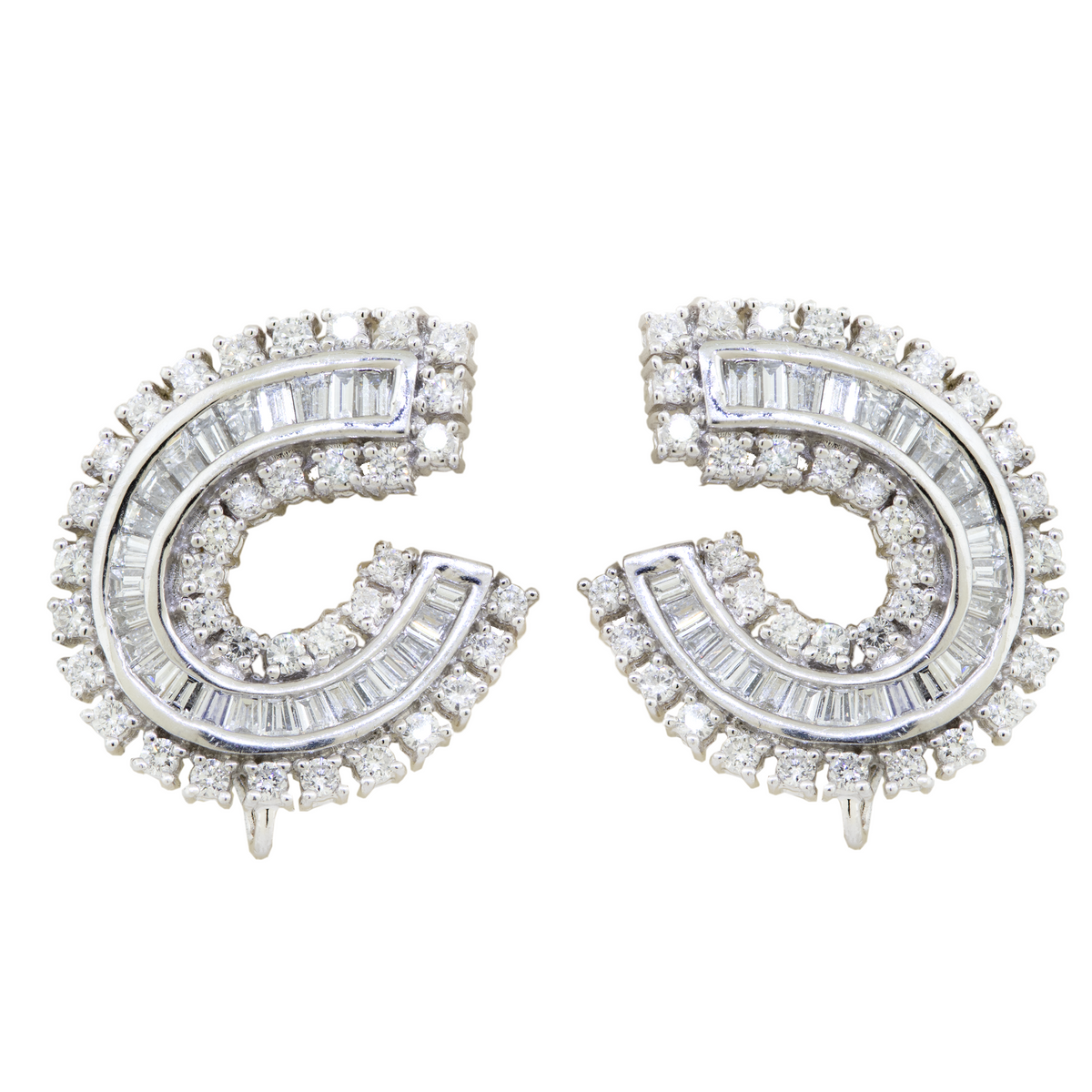 Platinum Curved Diamond Earrings