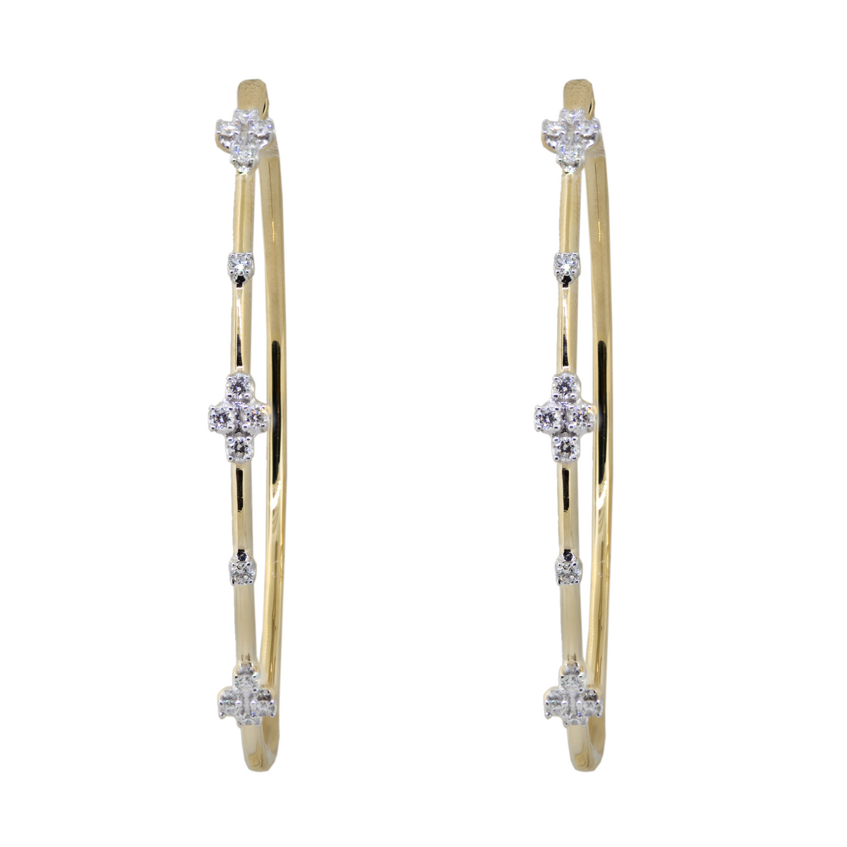 14KY 9.80 gm. Diamond Hoop Earrings 50-mm DIA RBC 28=0.50ct