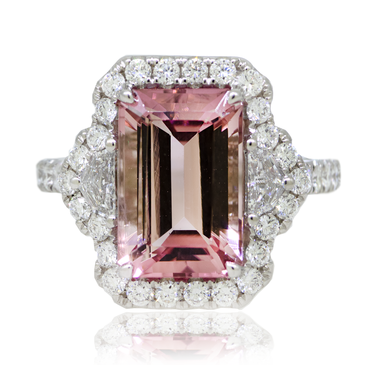 18KW Pink Tourmaline & Diamond Ring
