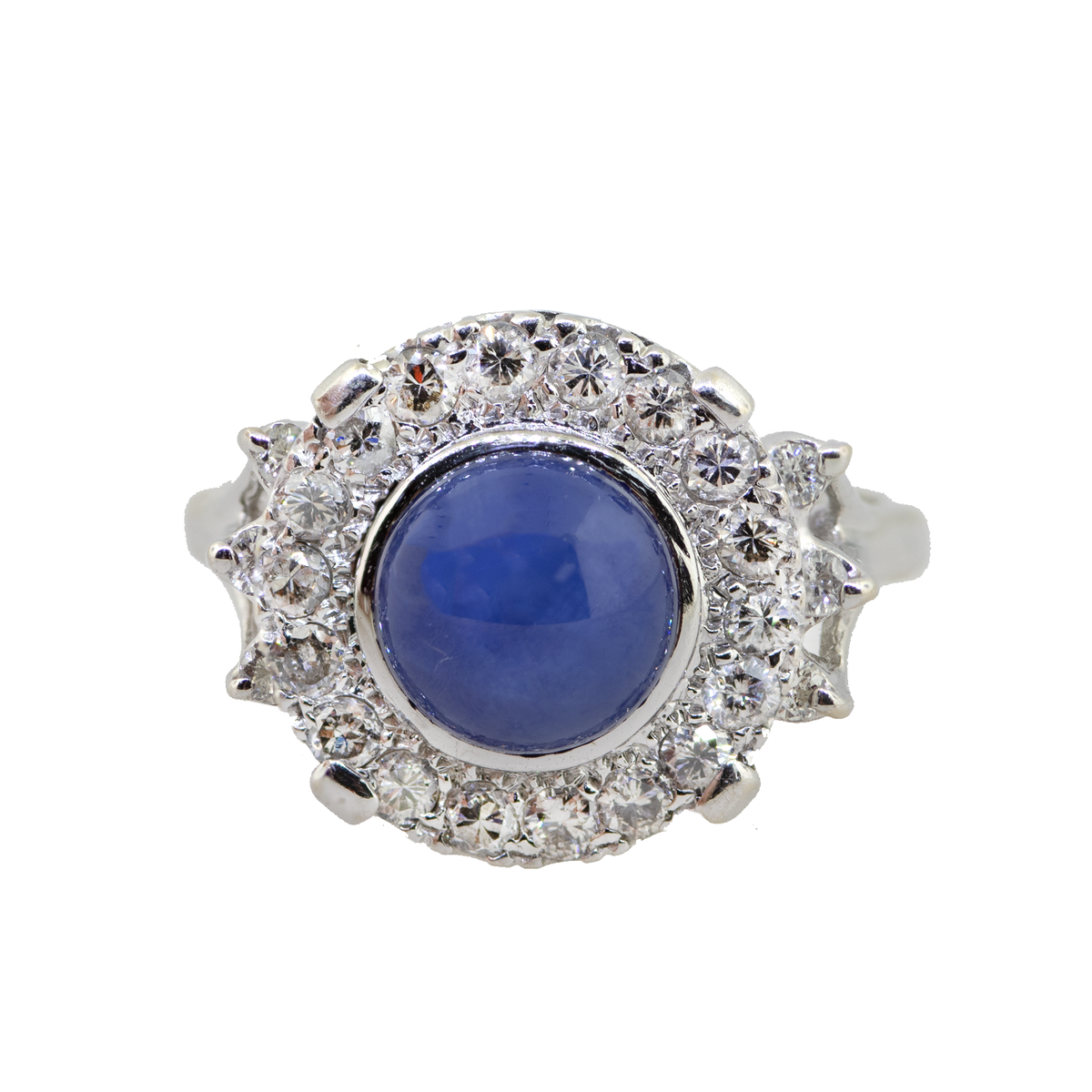 14KW 6.40 gm. Lindy Star Sapphire & Diamond Ring DIRBC 24=0.66ct*