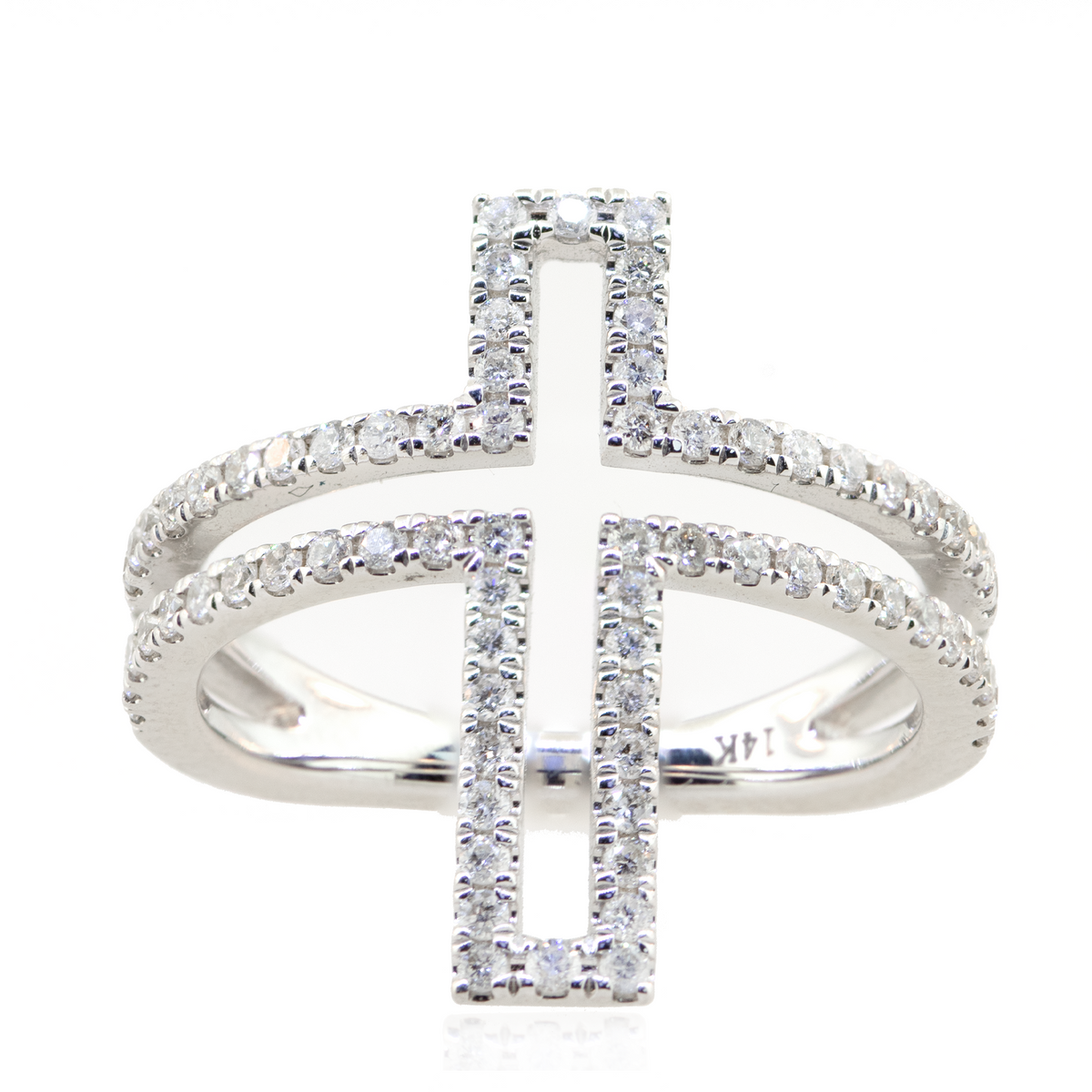 14KW 3.90 gm. Diamond Cross Ring