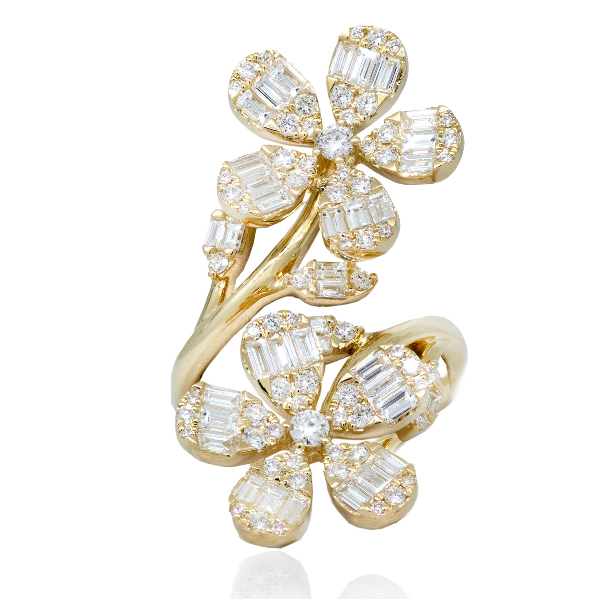 18K YELLOW GOLD FANCY DIAMOND FLOWER RING – Jon Paul Inc