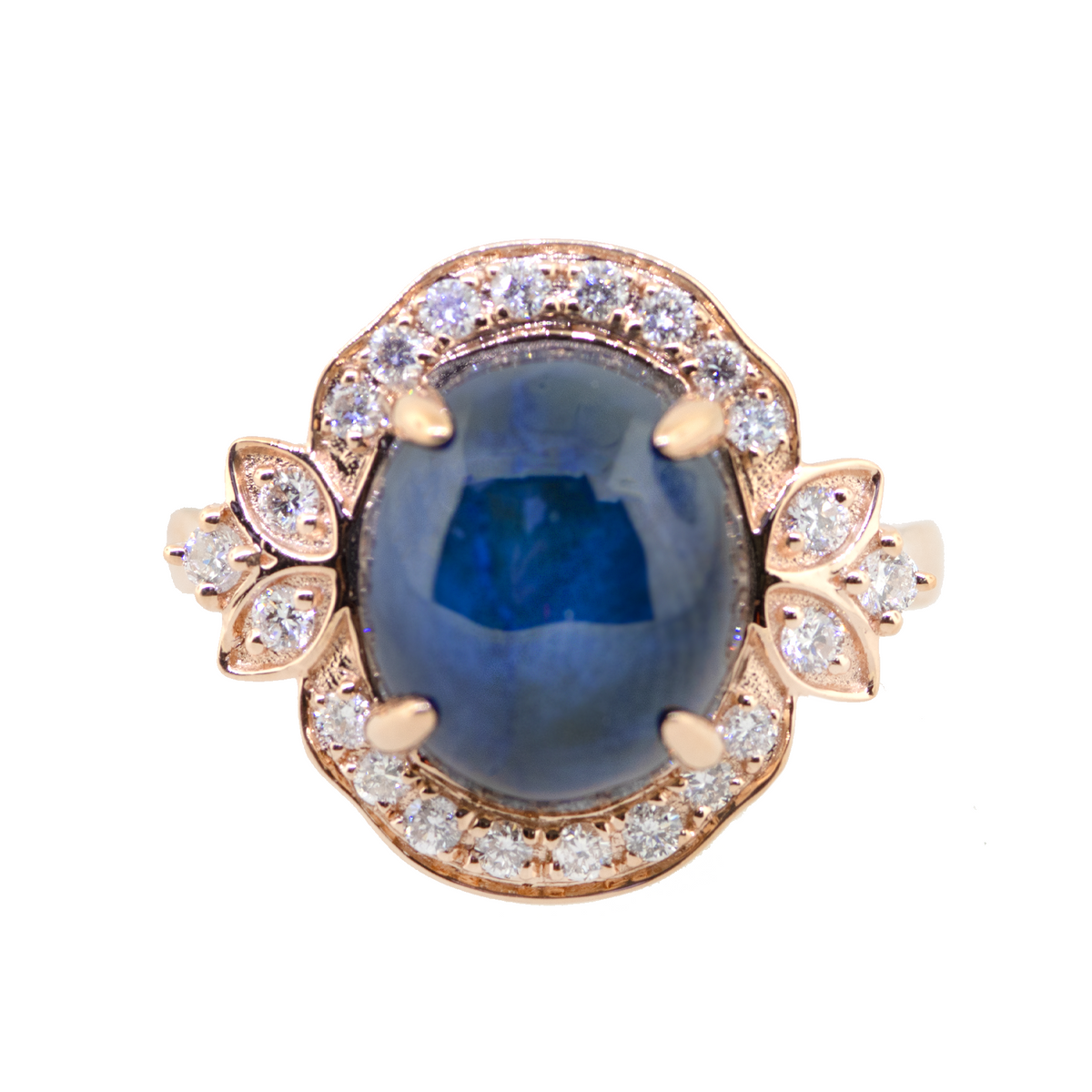 14KY 6.40 gm. Star Sapphire & Diam DI RBC 22=0.42ct STAR SAP 1=8.14ct