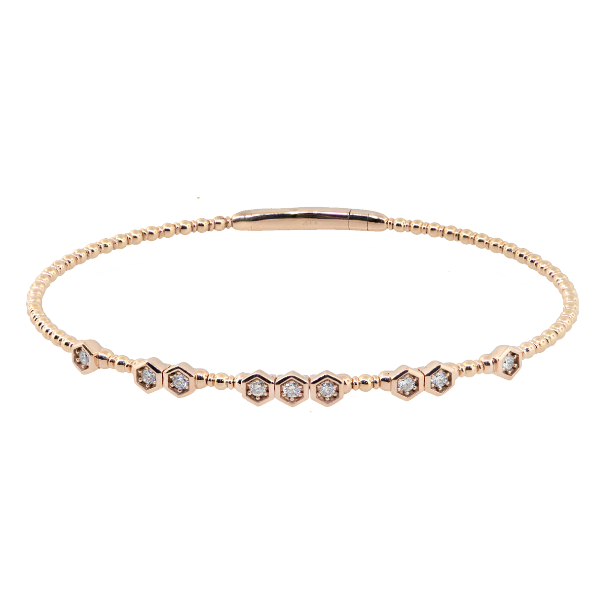 14KR 5.70 gm. Diamond Bangle Bracelet DI RBC 9=0.22ct