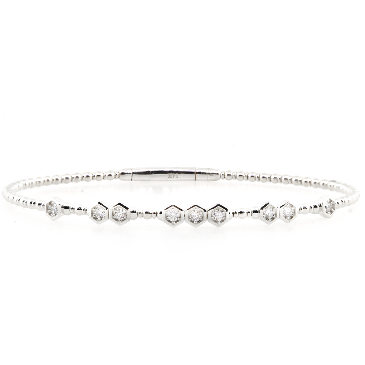 14KW 5.60 gm. Flexible Diamond Bangle Bracelet