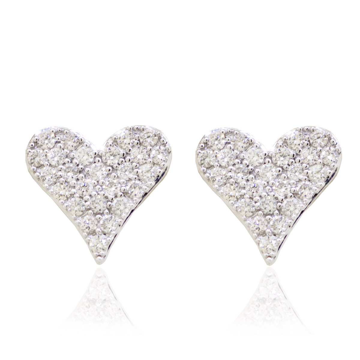 14KW 2.00 gm. Pave Diamond Heart Earrings