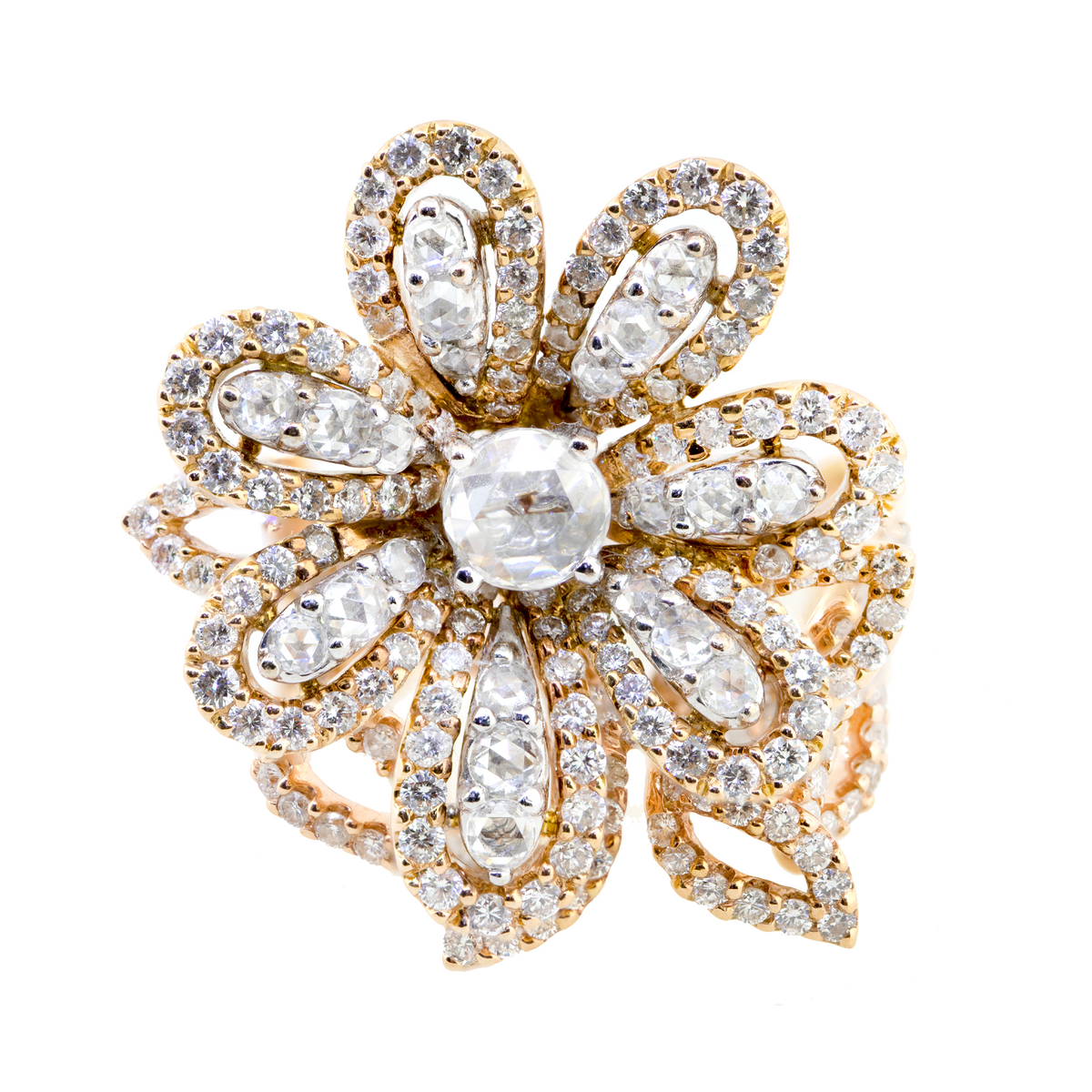 18KR 16.90 gm. Diamond Flower Ring