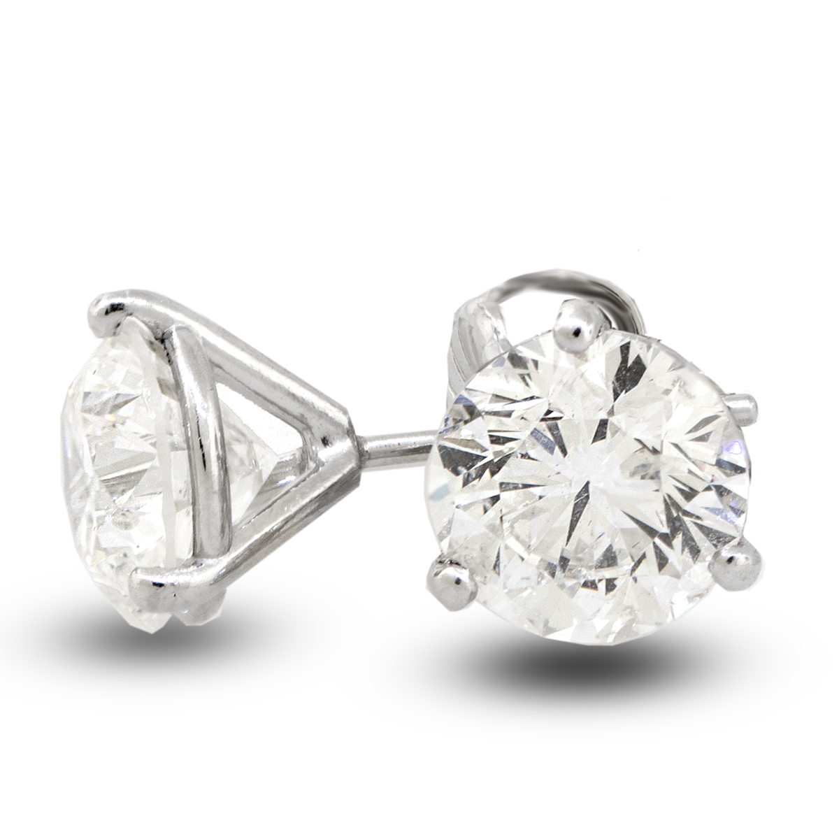 14KW Diamond Stud Earrings 3.01ct