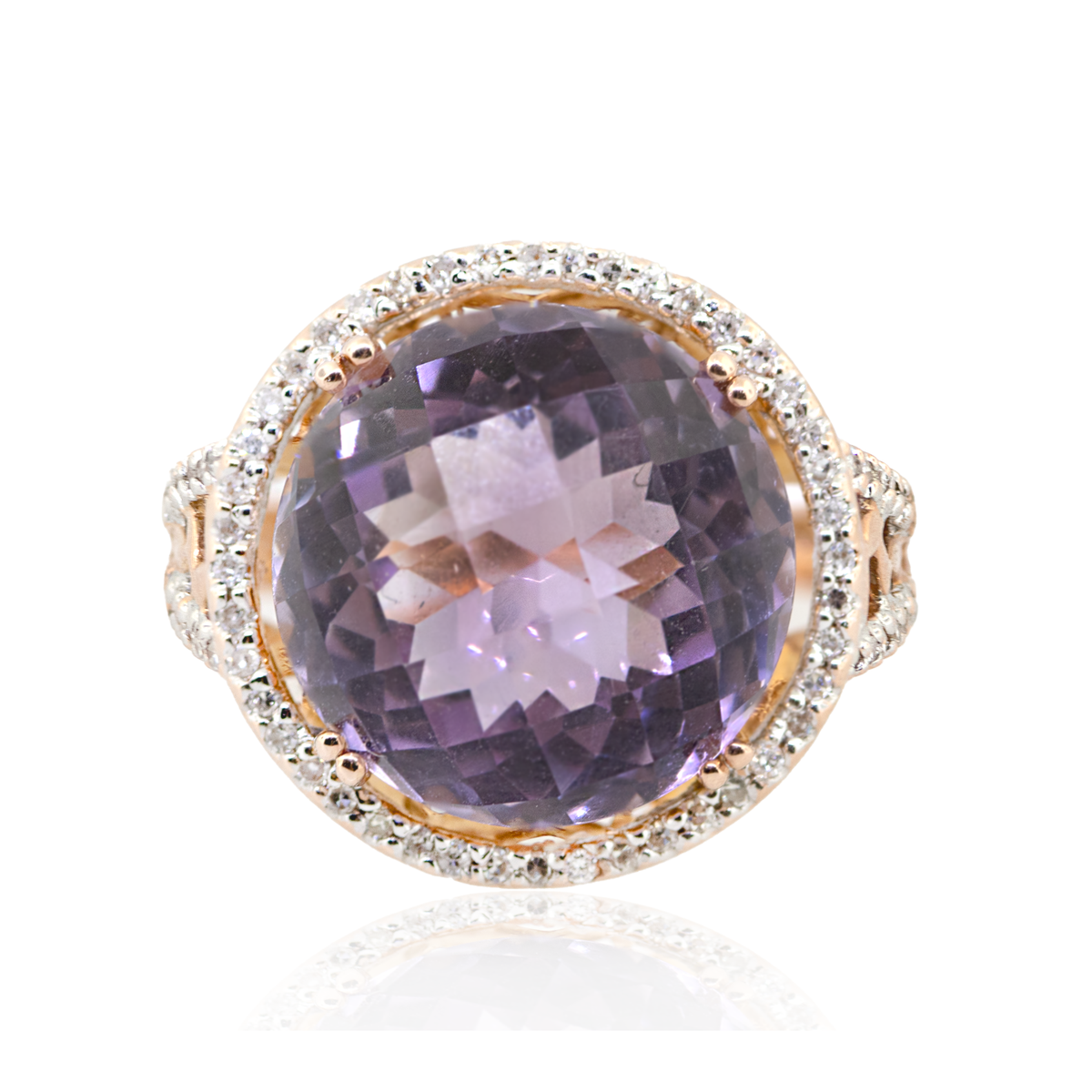 14KR 8.00 gm. Diamond & Amethyst Ring