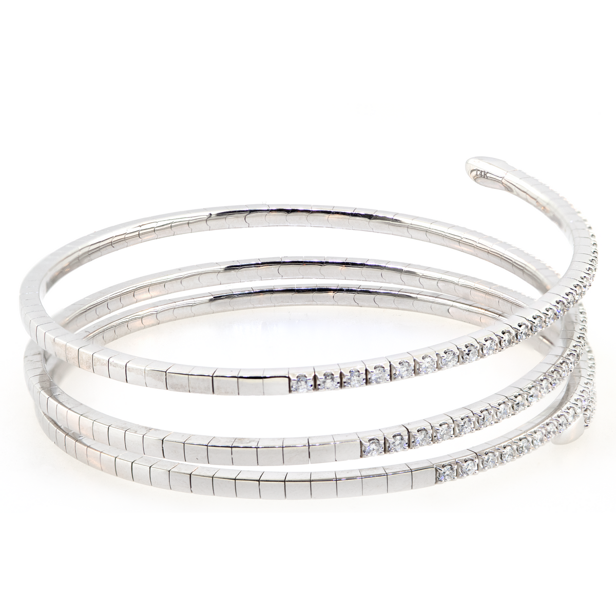 14KW 22.60 gm. Diamond Wrap Around Bangle Bracelet