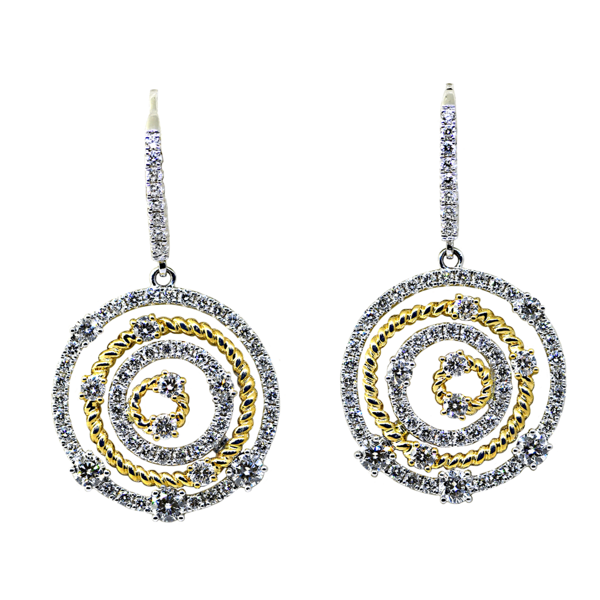 Fancy Dangle Earrings with Diamond Circles