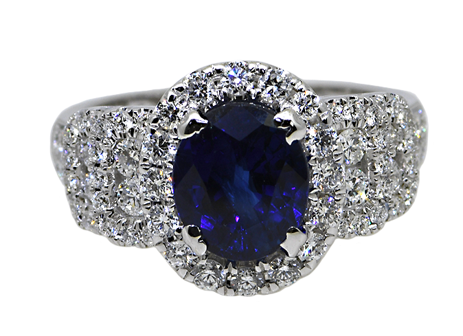 18KW Sapphire and Diamond Ring