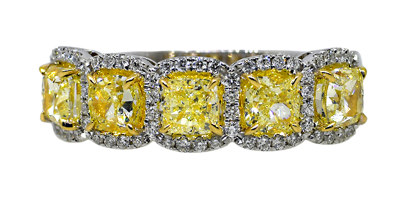 18KWY Fancy Yellow and White Diamond Ring