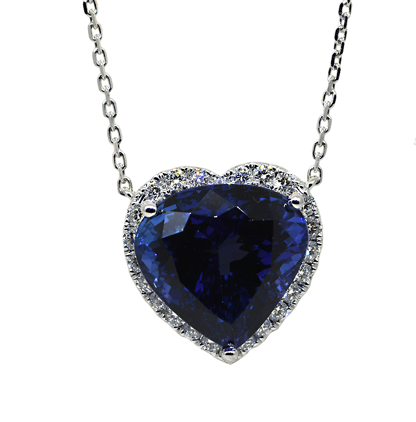 18KW Tanzanite and Diamond Heart Necklace
