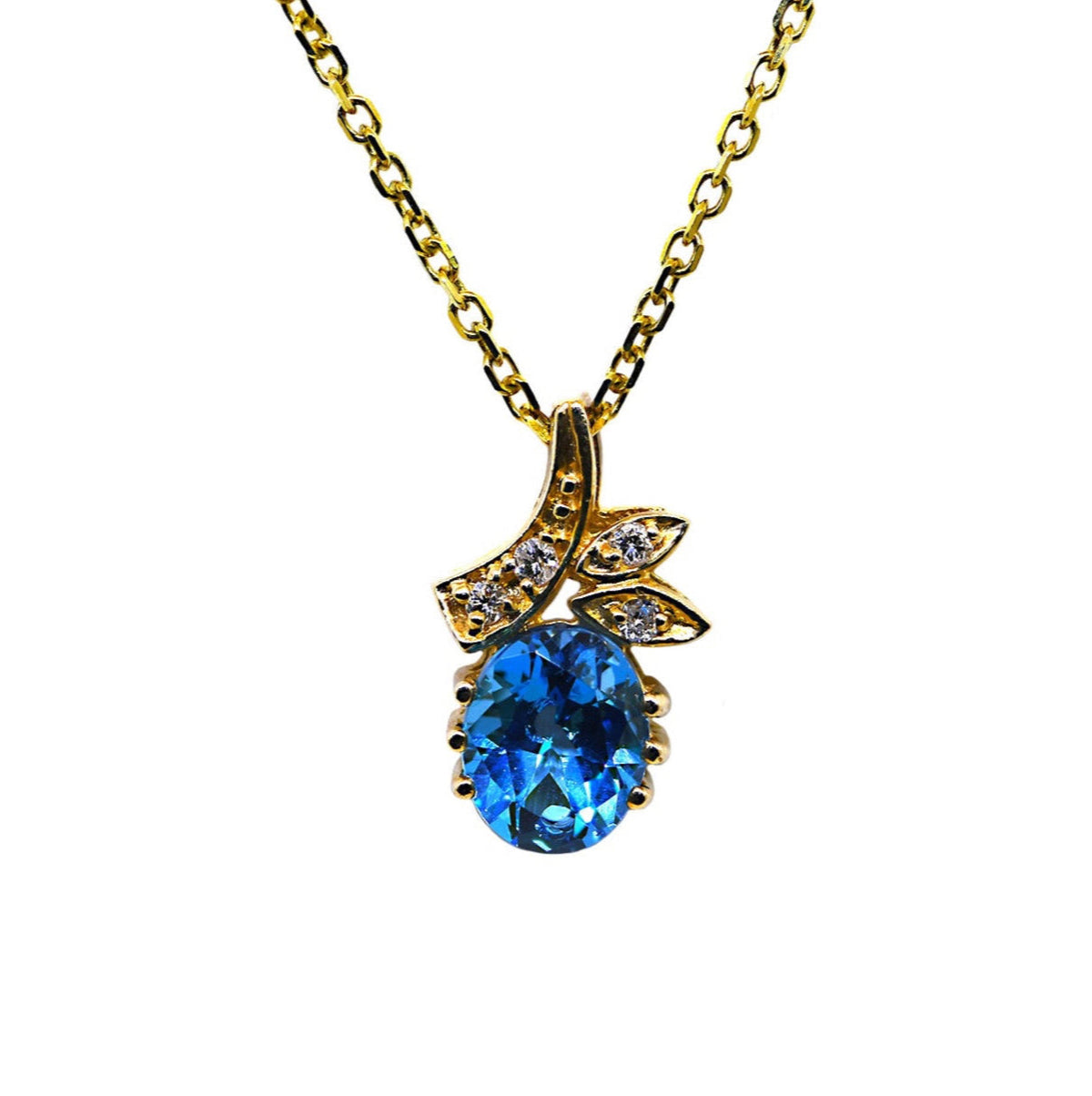 Blue Topaz and Diamond Pendant