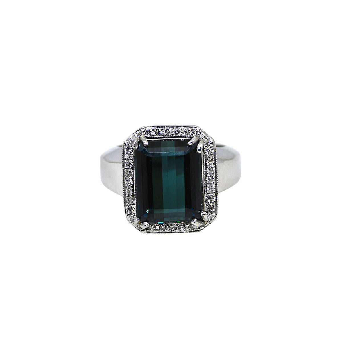 Tourmaline and Diamond White Gold Ring