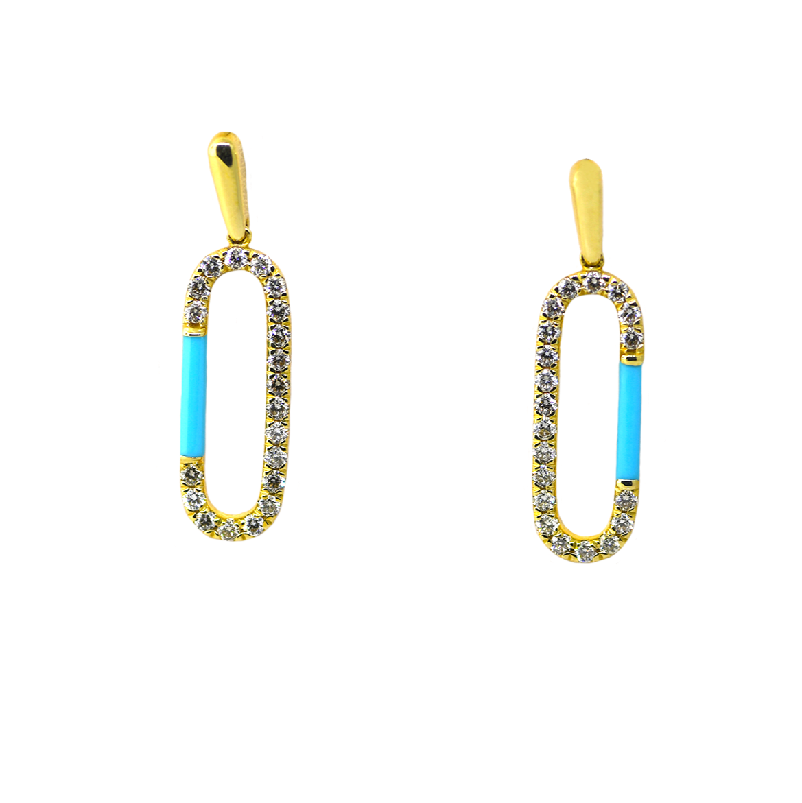 Diamond Dangle Earrings with Turquoise