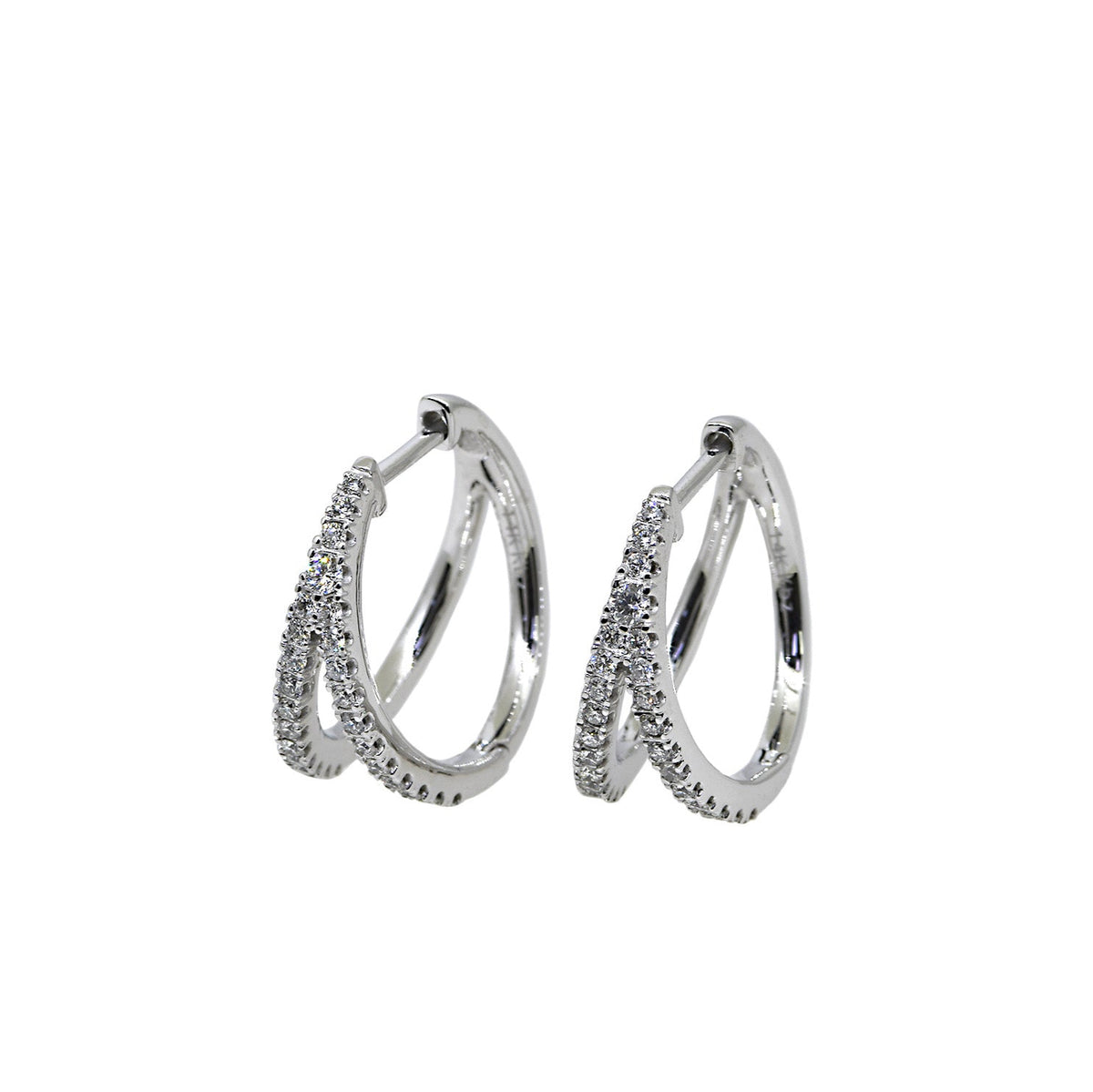 White Gold Diamond Double Hoop Earrings