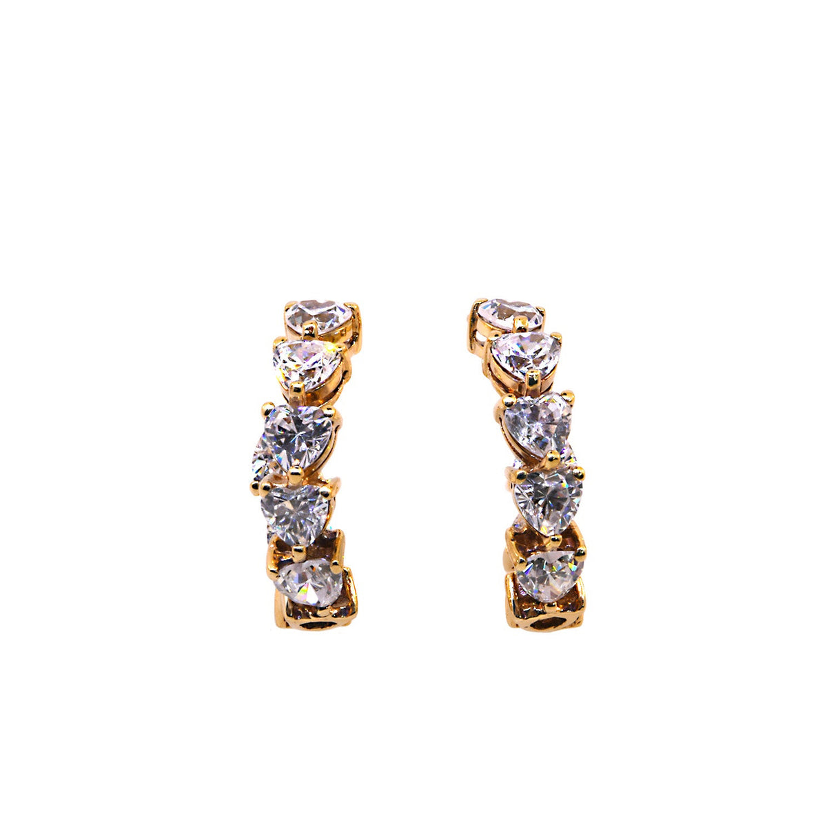 Hoop Earrings with Heart Shaped Cubic Zirconia