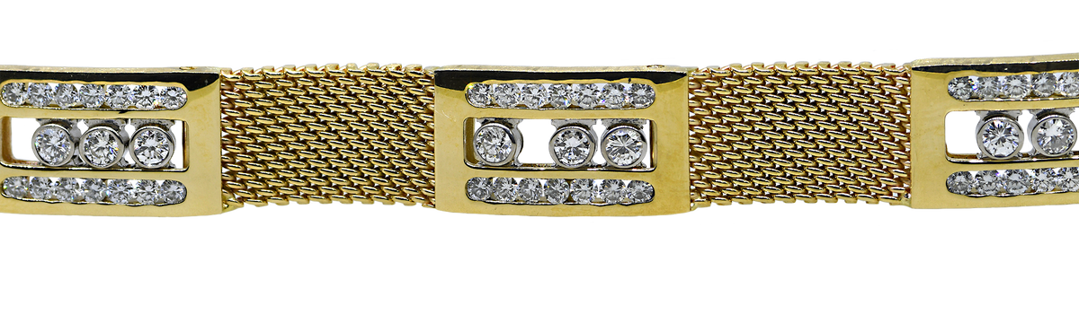 14KY Gents Bracelet with Sliding Diamonds
