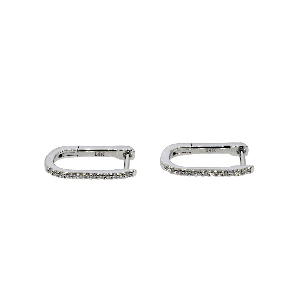 “U” Shaped Diamond Hoop Earrings