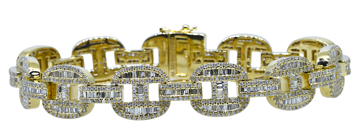 14KY Fancy Bracelet with Baguette and Round Diamonds