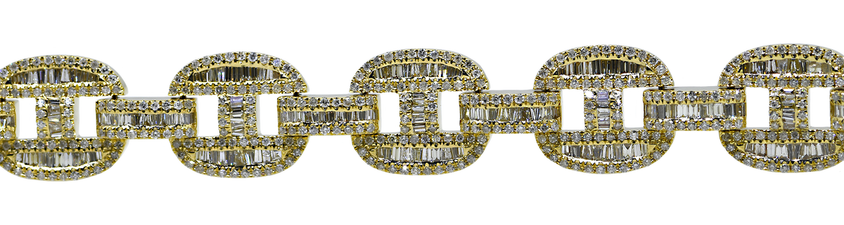 14KY Fancy Bracelet with Baguette and Round Diamonds