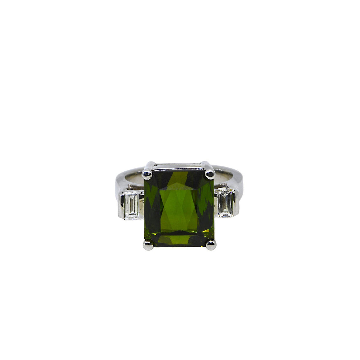 Tourmaline & Diamond White Gold Ring