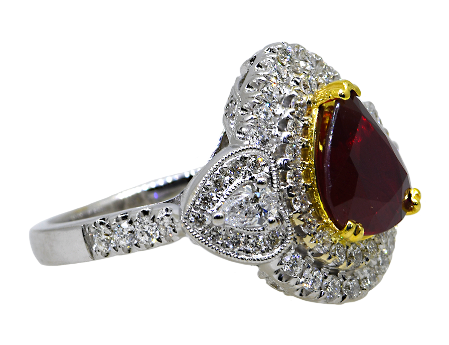 18KW/Y Ruby and Diamond Ring