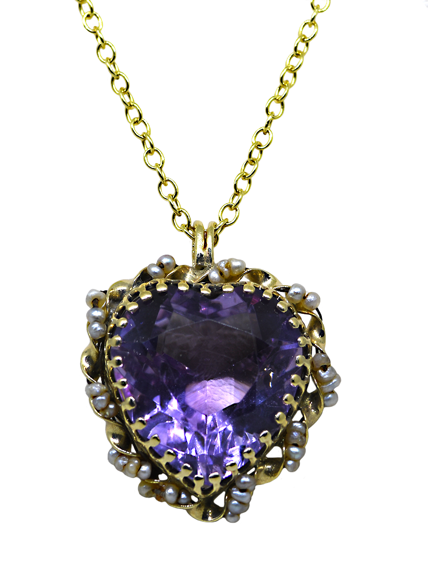 Antique Amethyst Heart Pendant With Seed Pearls – Jon Paul Inc