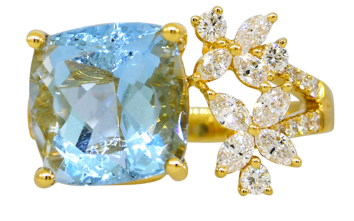 Aquamarine and Diamond Ring