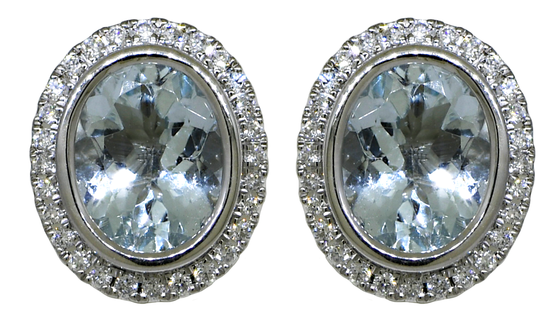 Aquamarine and Diamond Halo Earrings