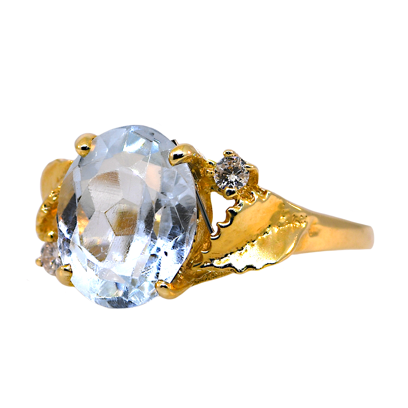 Blue Topaz & Diamond Ring (Estate)
