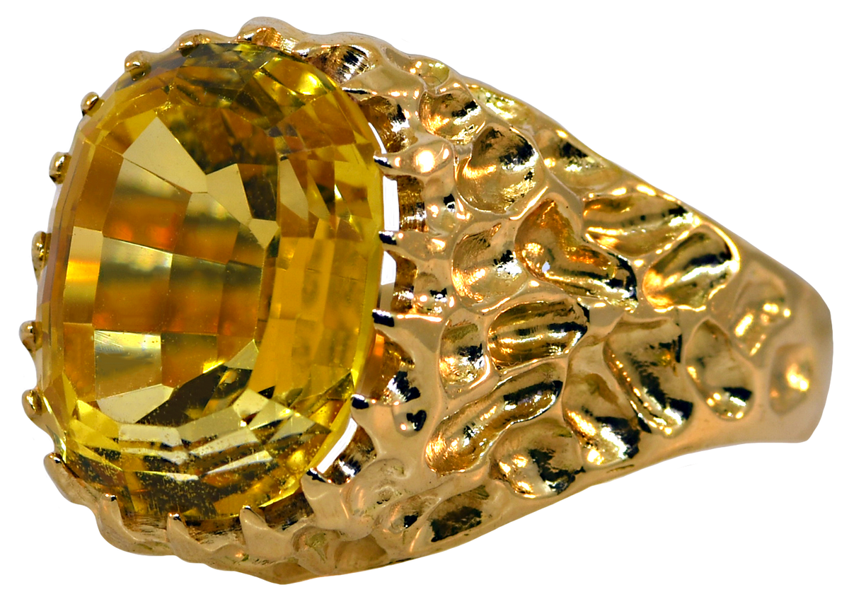 14KY Yellow Citrine Ring