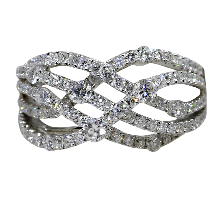 14KW Diamond Crossover Ring