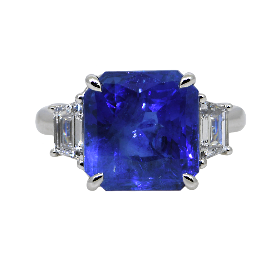 Platinum Sapphire and Diamond Ring