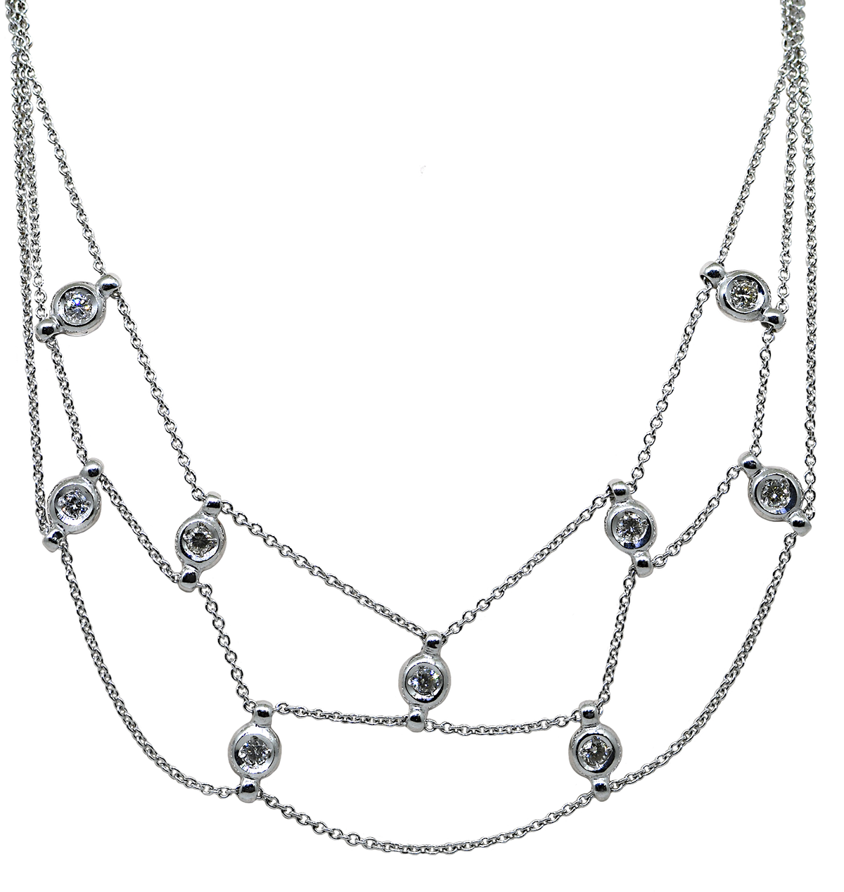 14KW Diamond Bibb Necklace