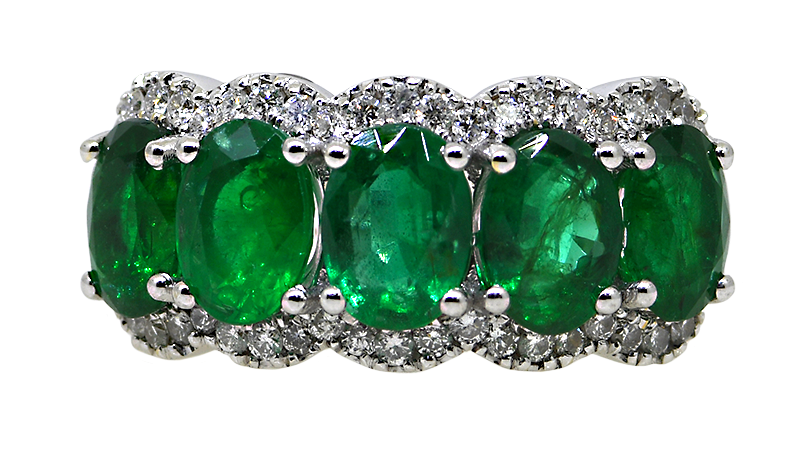 18KW Emerald and Diamond Ring