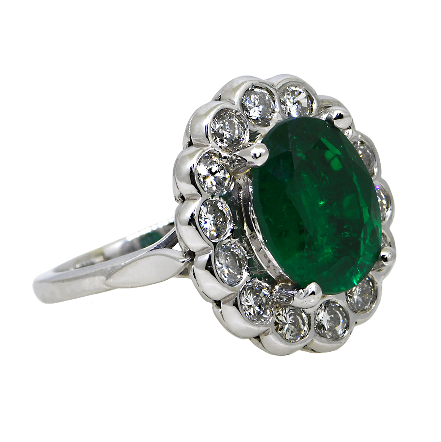 14KW Biron Lab Emerald & Diamond Ring