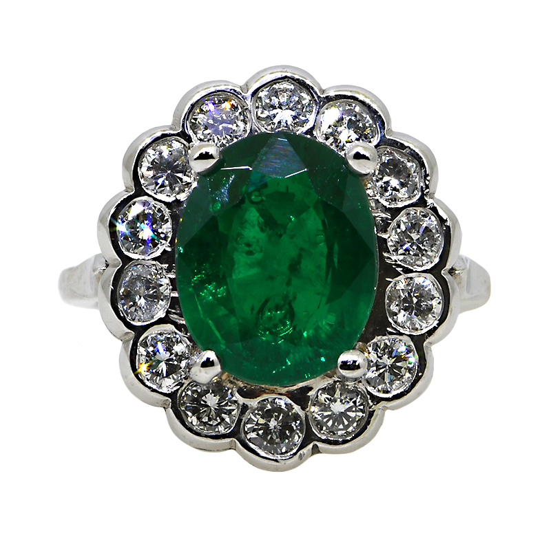 14KW Biron Lab Emerald & Diamond Ring