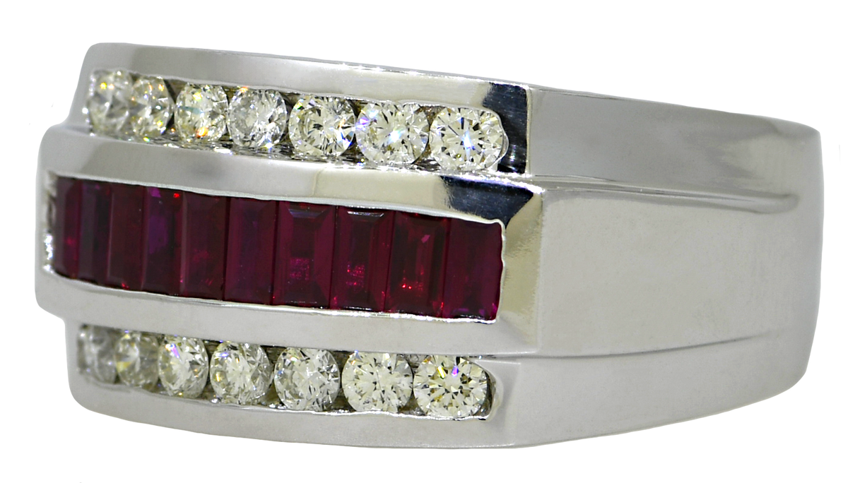 14KW Gents Ruby and Diamond Ring