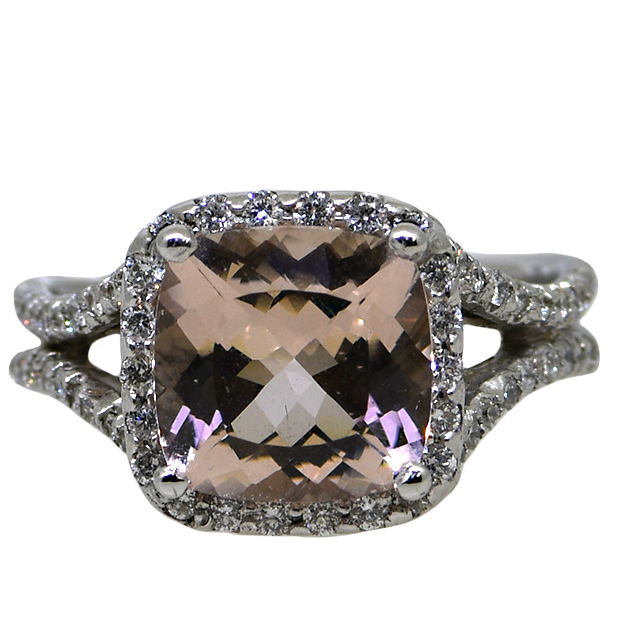 14KW Morganite and Diamond Ring