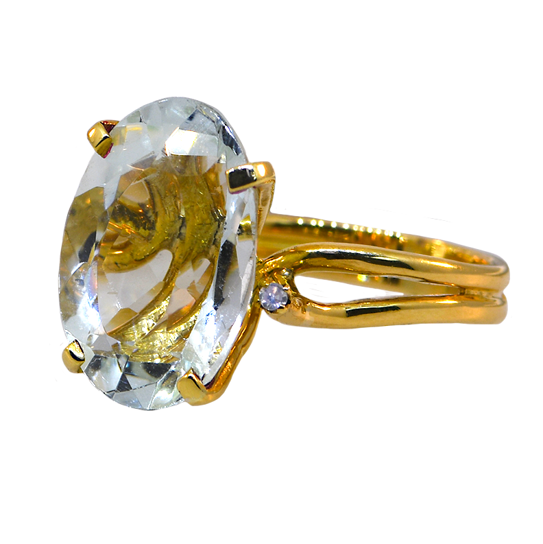 18KY Aquamarine and Diamond Ring