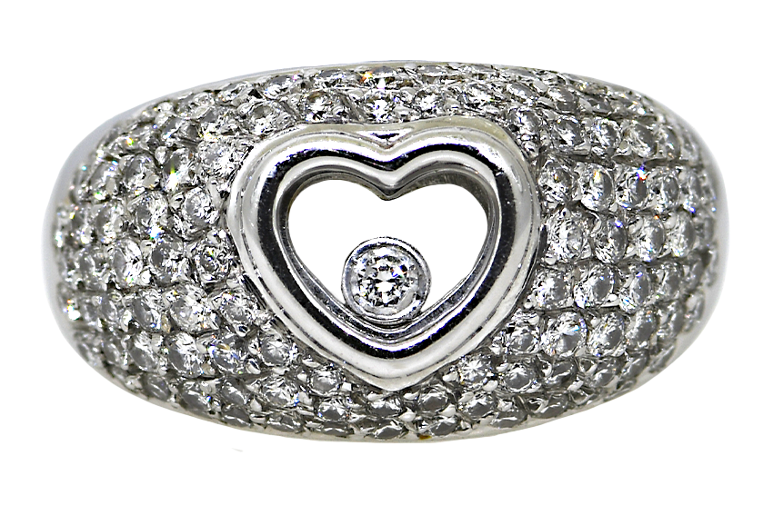 Pave Diamond Heart Shaped Dome Ring