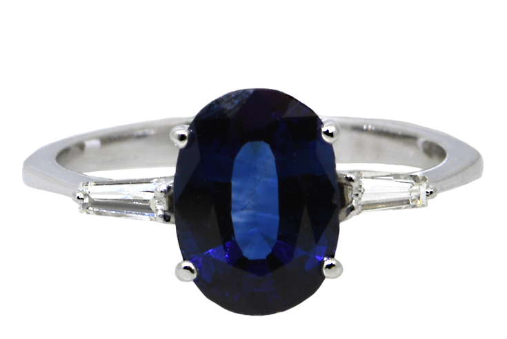 Platinum Sapphire and Diamond Ring